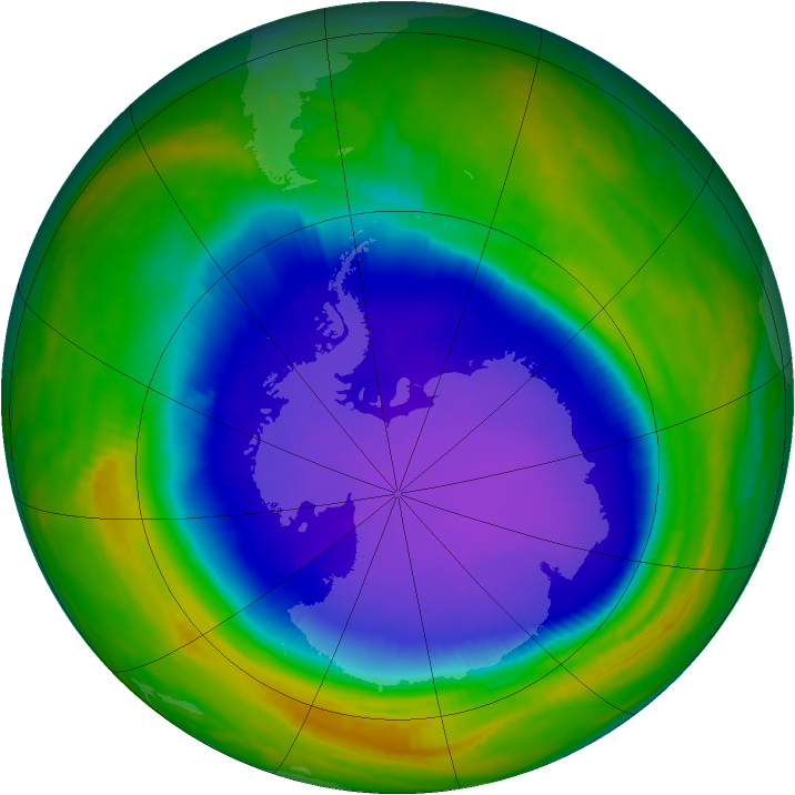 Antarctic ozone map for 11 October 1999
